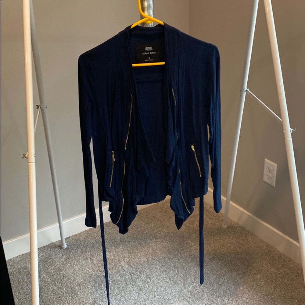 Navy blue zip up thin jacket, size small